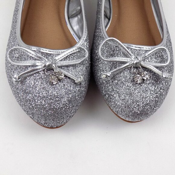 Torrid Ballet Flats Shoes Size 9 Bow & Gem Accent Silver Glitter - Picture 4 of 9